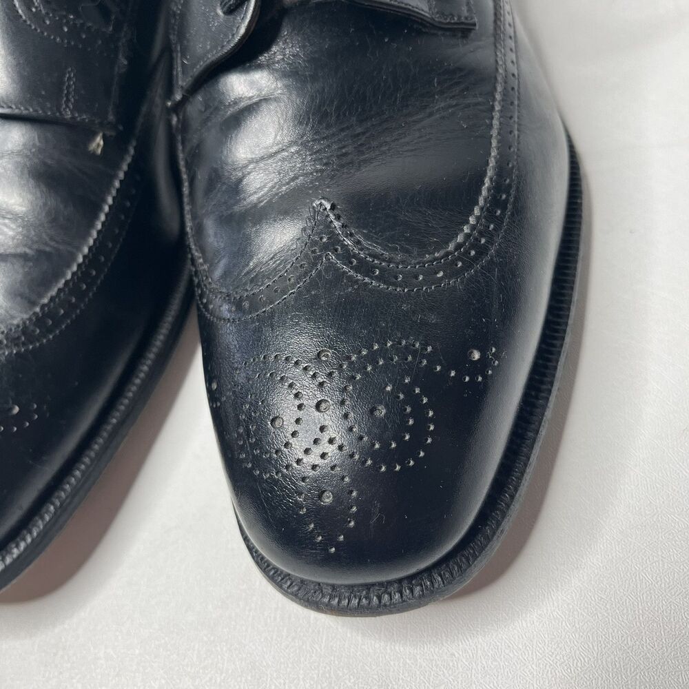 Alan Mcafee Black Leather Oxfords Wingtip Dress Shoes Mens Size UK 9.5E US 10.5E - Picture 3 of 15